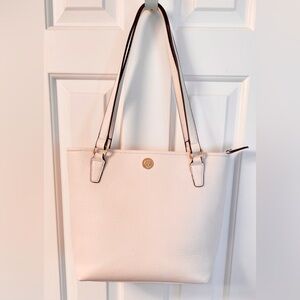 Anne Klein Ivory Shoulder Bag with Gold Lion Metal Logo Hardware